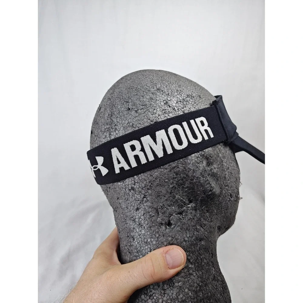 Under Armour Golf Black Visor UA Spell Out Script Logo Tennis Cap Hat OSFA Flex
